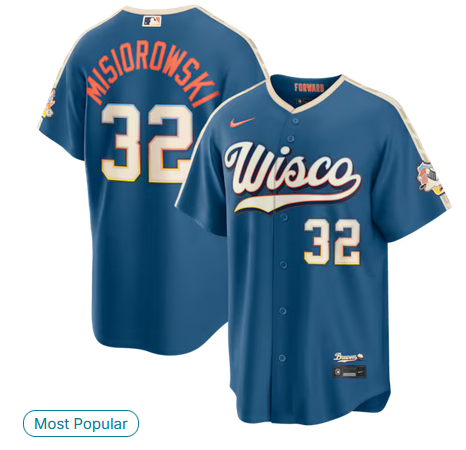 Men Milwaukee Brewers #32 Jacob Misiorowski blue Nike MLB 2026 City Connect Jersey->new york mets->MLB Jersey
